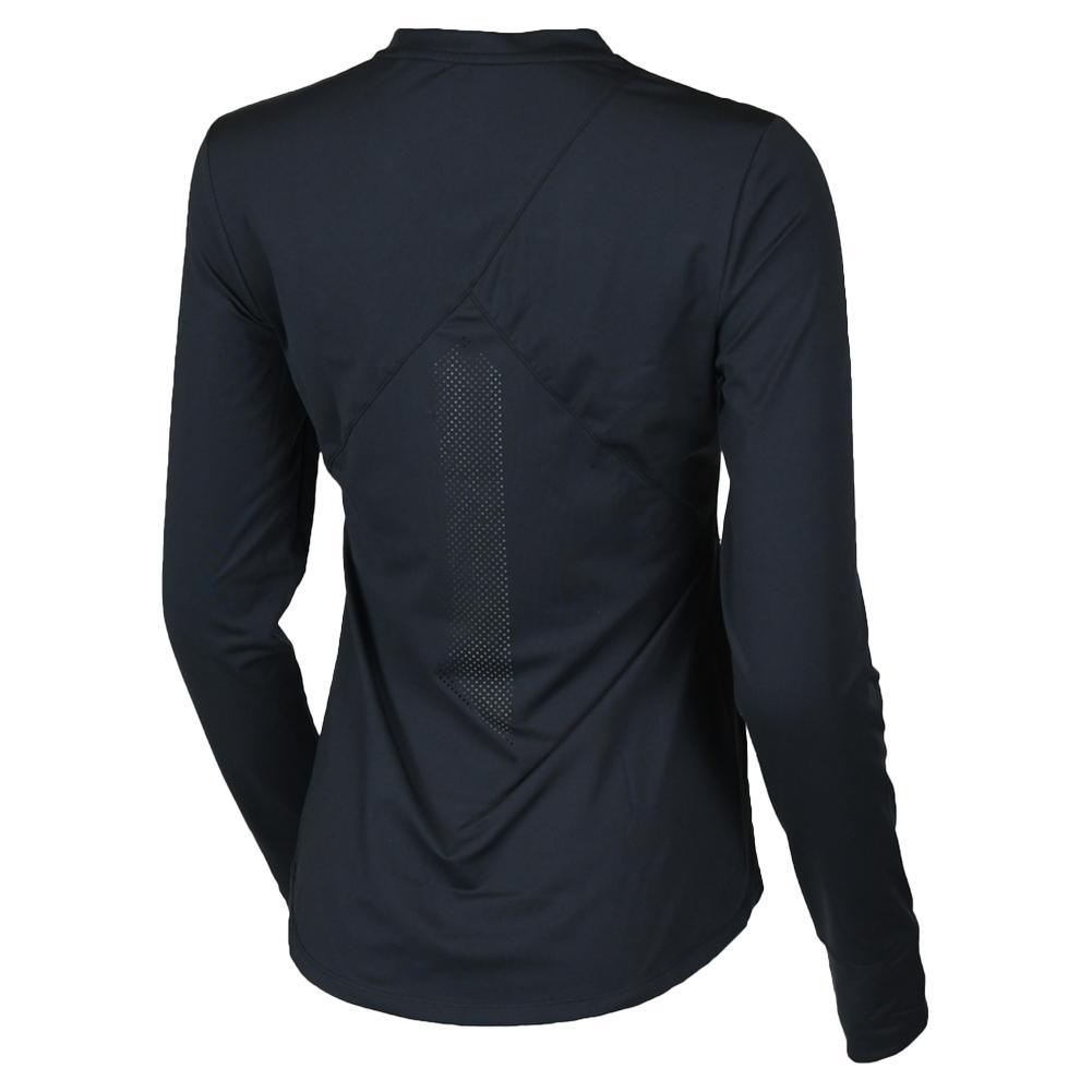 Womens Long Sleeve Performance Tennis Top Black Apparel Paddletek