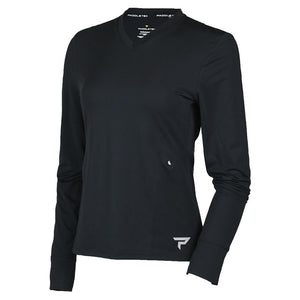Womens Long Sleeve Performance Tennis Top Black Apparel Paddletek