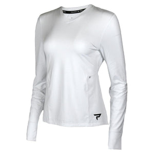 Womens Long Sleeve Performance Tennis Top White and Black Apparel Paddletek