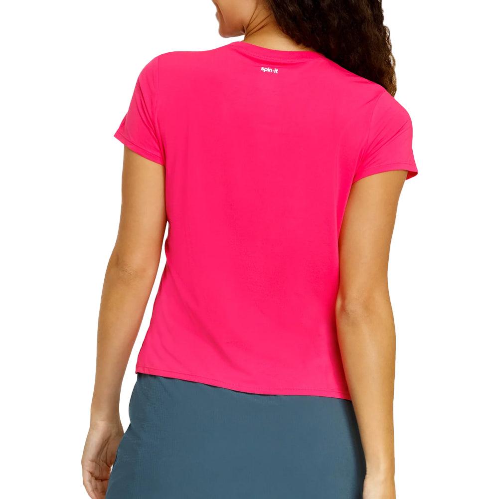 Women`s Bijou Boxy Short Sleeve Pickleball Top Vivid Pink Apparel Spin-It