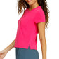 Women`s Bijou Boxy Short Sleeve Pickleball Top Vivid Pink Apparel Spin-It