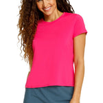 Women`s Bijou Boxy Short Sleeve Pickleball Top Vivid Pink Apparel Spin-It
