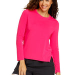 Women`s Friday Crew Neck Long Sleeve Pickleball Top Vivid Pink Apparel Spin-It