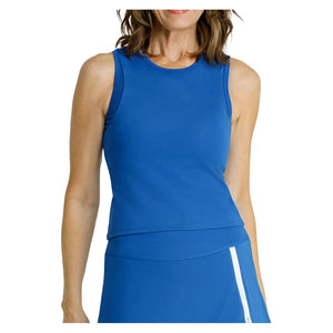 Women`s Yana Cropped Pickleball Tank with Bra Monaco Blue Apparel Spin-It