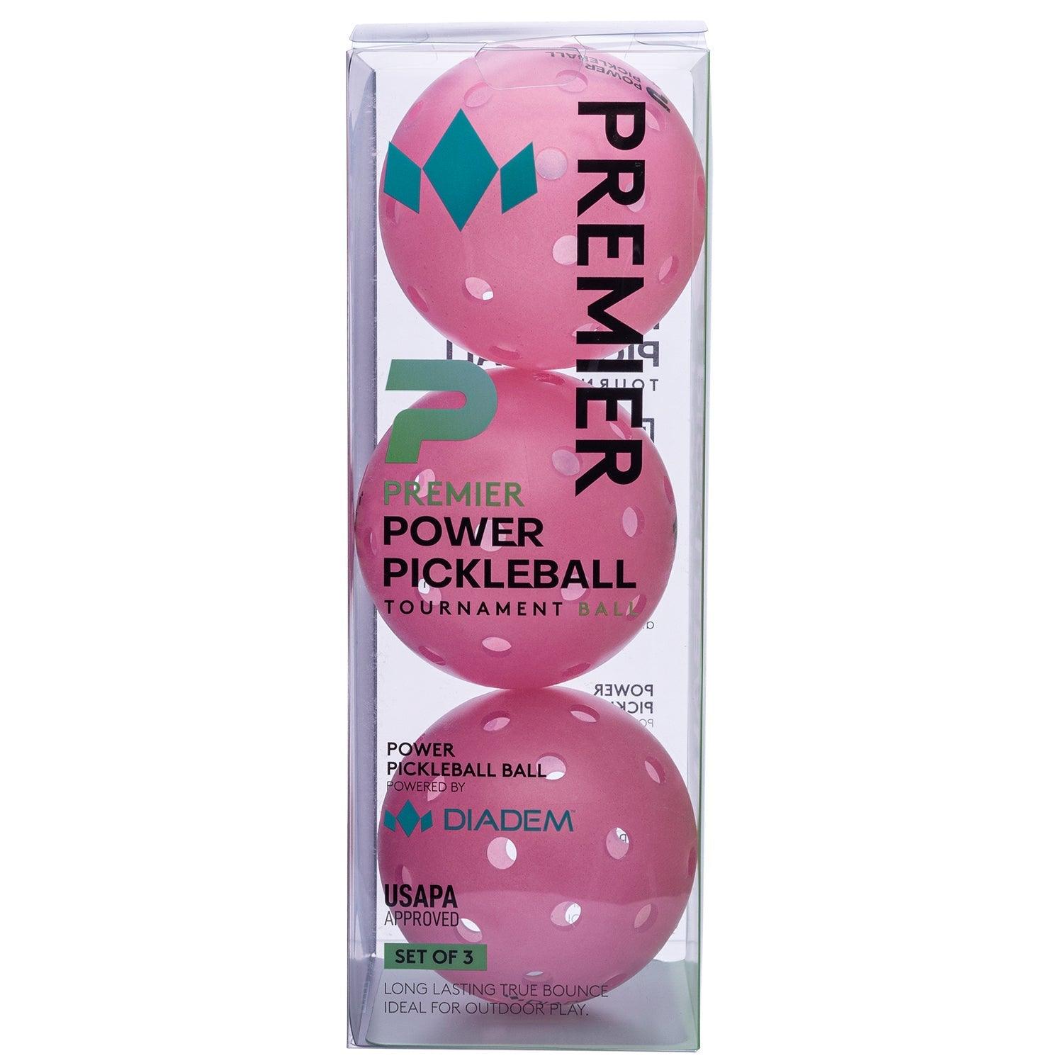 Power 3 Pack Pickleball Balls Pink Diadem