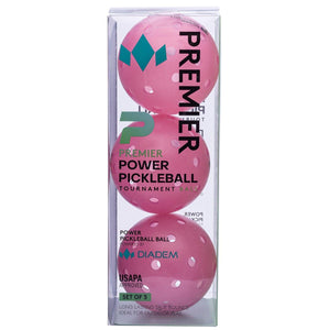 Power 3 Pack Pickleball Balls Pink Diadem
