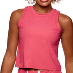 Women`s Ruffle Crop Tennis Tank Geranium Apparel Bobbe