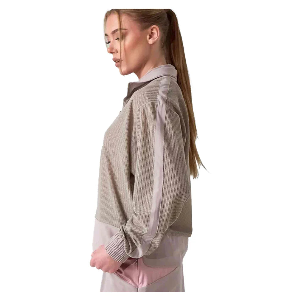 Women`s Baila Half Zip Tennis Top Latte Apparel Inphorm