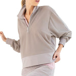 Women`s Baila Half Zip Tennis Top Latte Apparel Inphorm