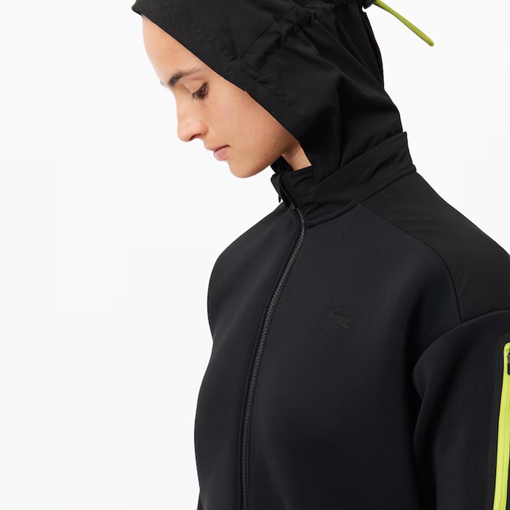 Women`s 2 in 1 Packable Hood Full Zip Fleece Tennis Sweatshirt Apparel Lacoste