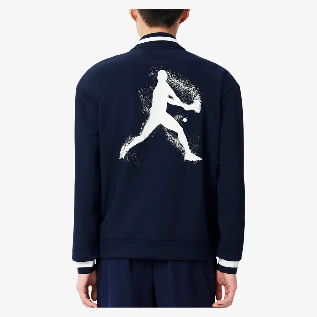 Men`s Novak Djokovic Ceremony Tennis Jacket Marine and Farine Apparel Lacoste