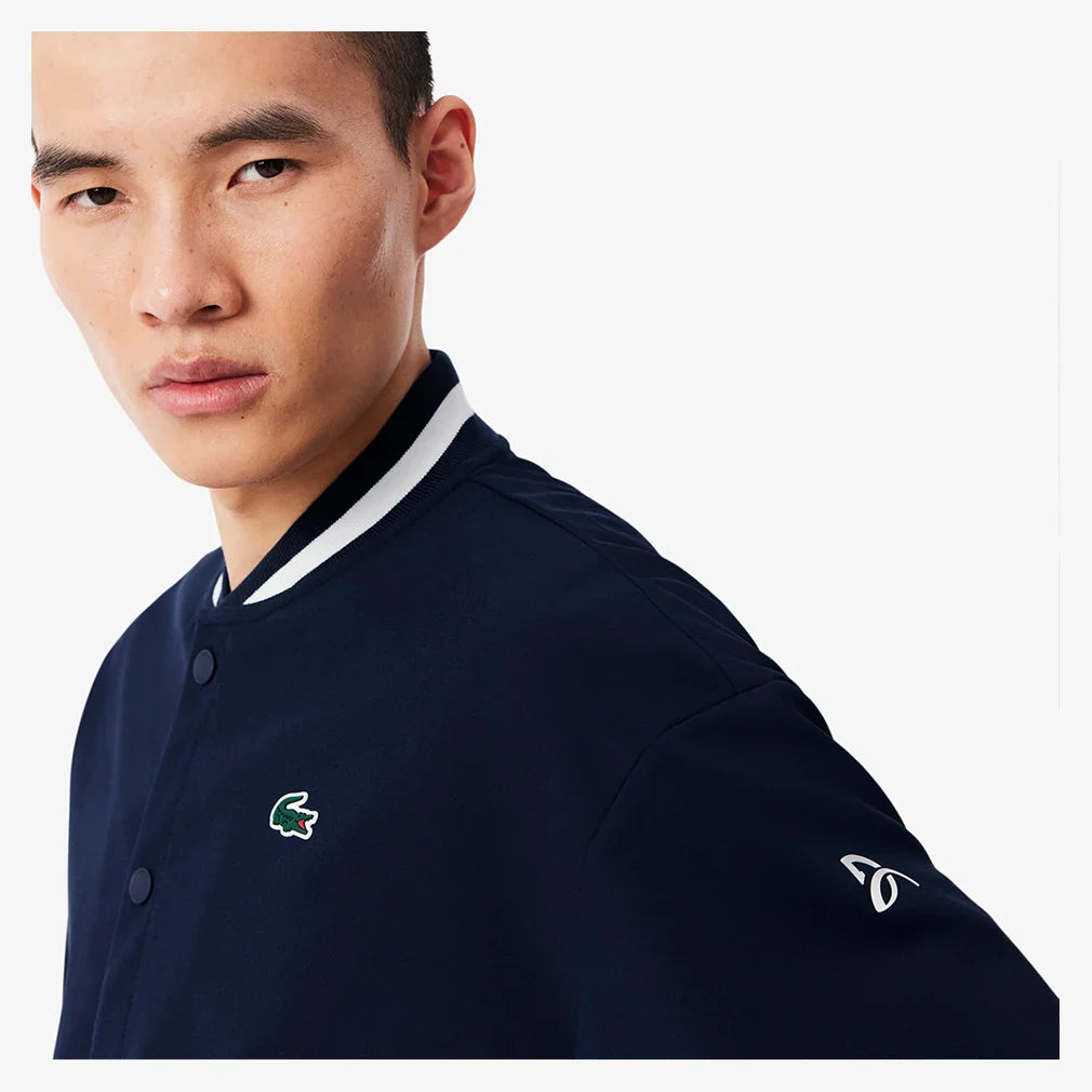 Men`s Novak Djokovic Ceremony Tennis Jacket Marine and Farine Apparel Lacoste