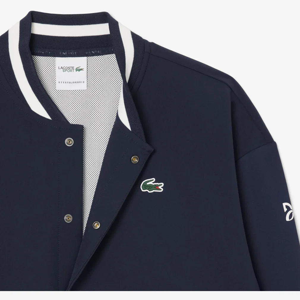 Men`s Novak Djokovic Ceremony Tennis Jacket Marine and Farine Apparel Lacoste