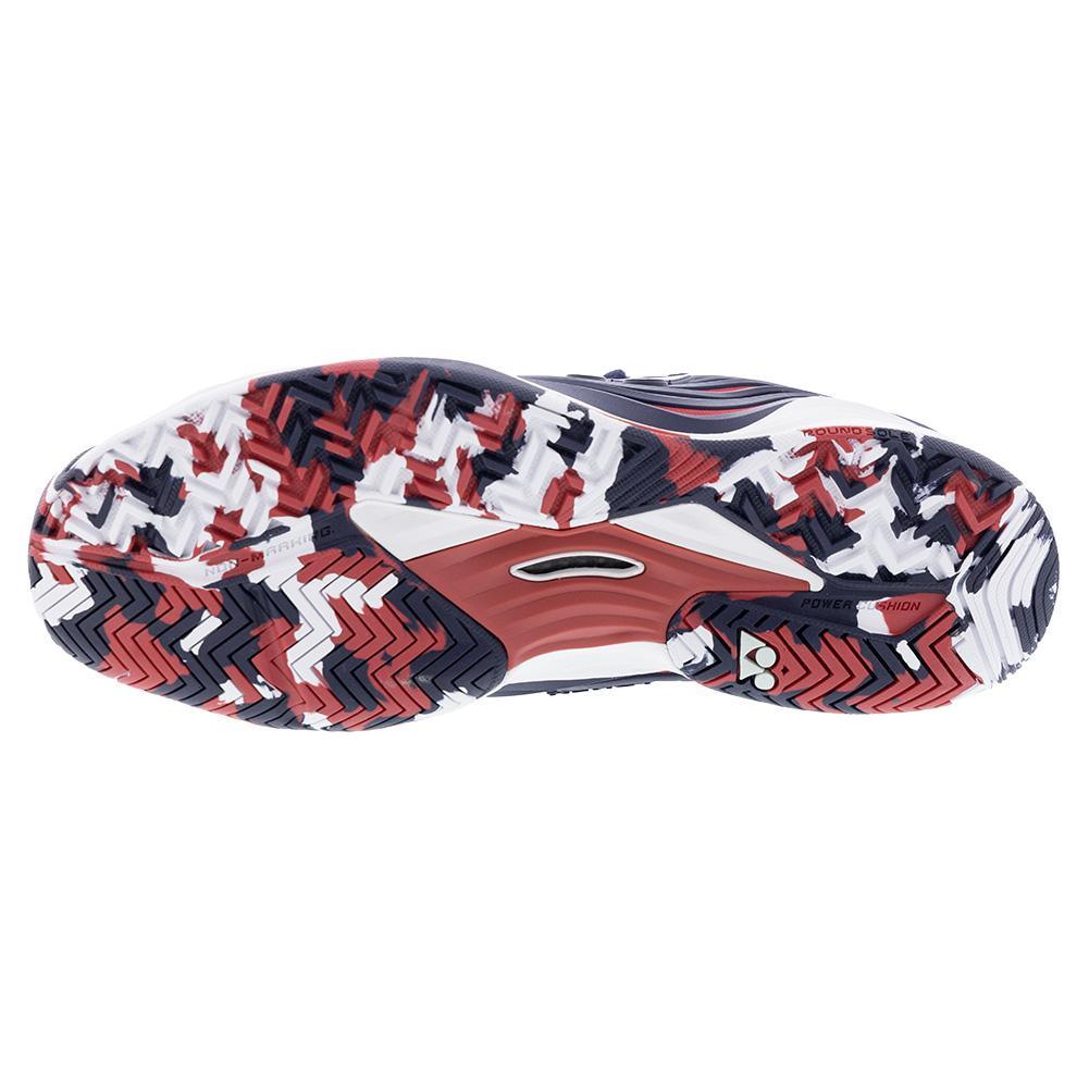 Men`s Power Cushion Fusionrev 5 Tennis Shoes Navy and Red Footwear Yonex