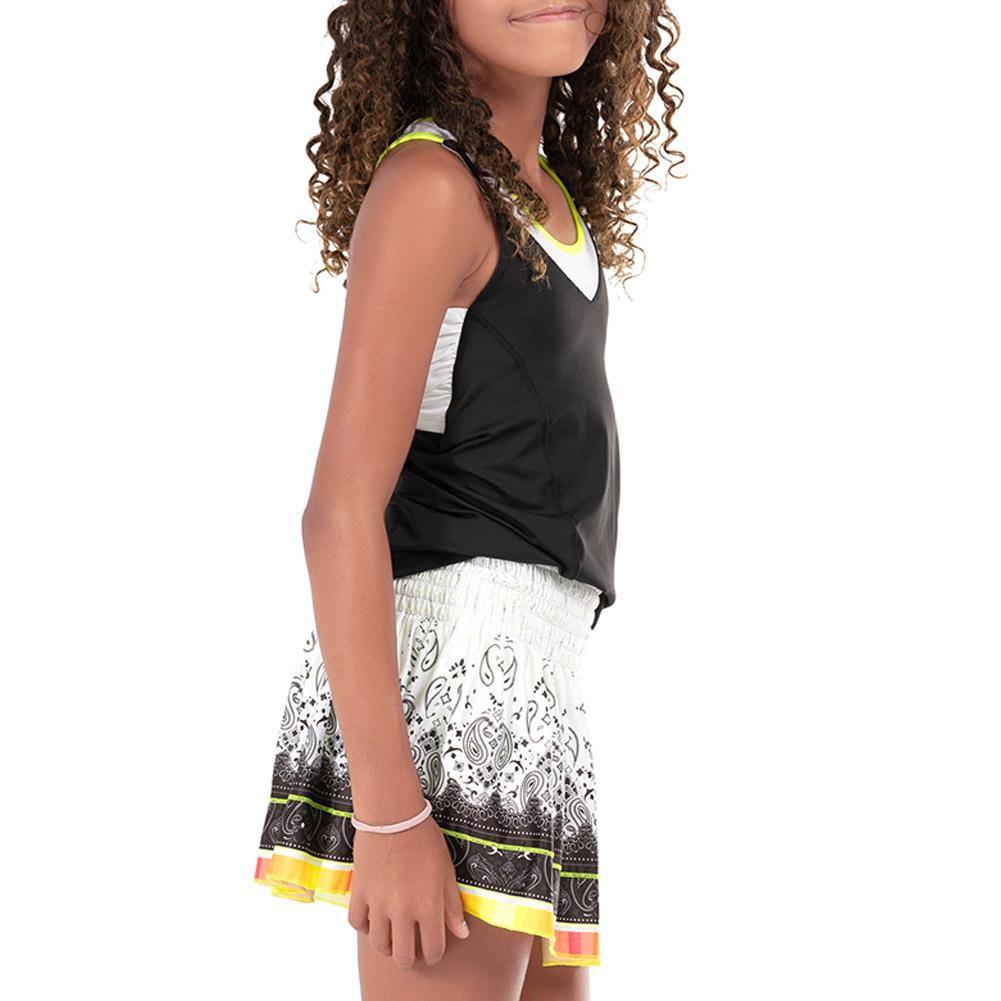 Girl's Serves Up Bralette Tennis Tank White and Black Apparel Lucky In Love