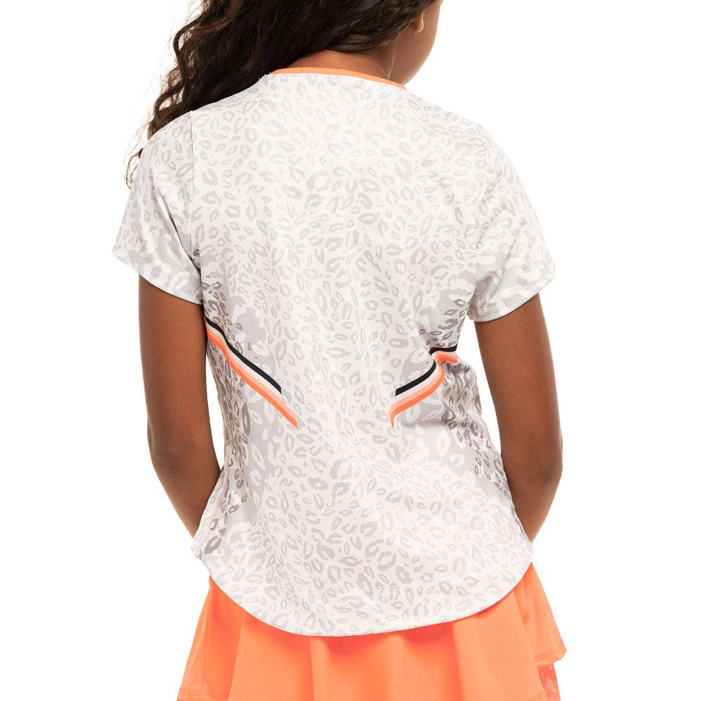 Girls' Cool Cat Short Sleeve Tennis Top Orange Glow Apparel Lucky In Love