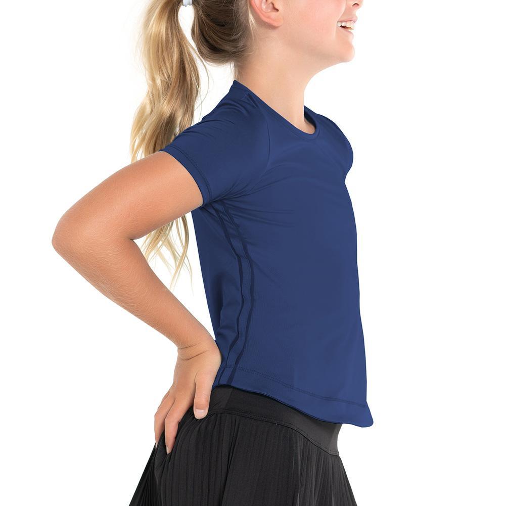 Girl's Dynamic High-Low Tennis Short Sleeve Navy Apparel Lucky In Love