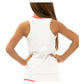 Girls' V-Neck Cutout Tennis Tank White and Coral Crush Apparel Lucky In Love