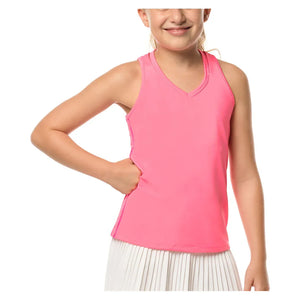 Girls' V-Neck Cutout Tennis Tank Pink Apparel Lucky In Love