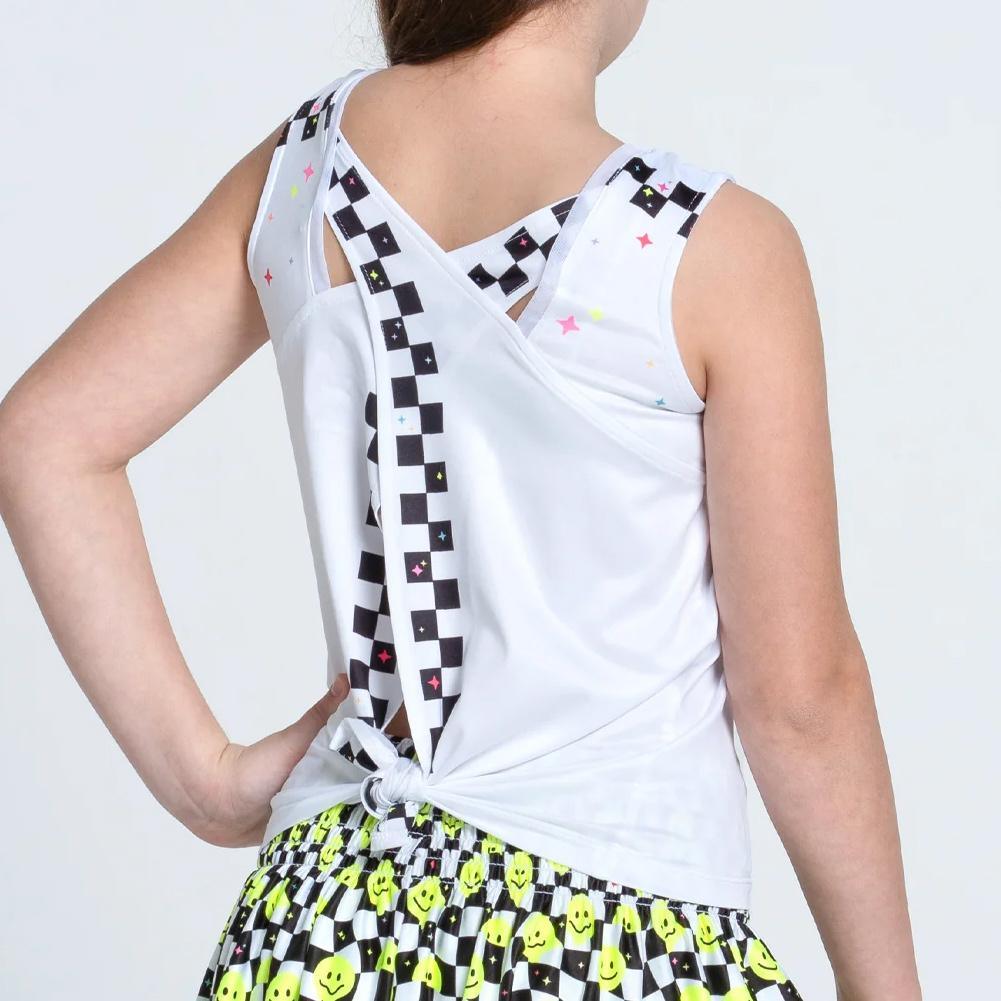 Girls' Highly Smiley Tie Back Tennis Tank White Apparel Lucky In Love