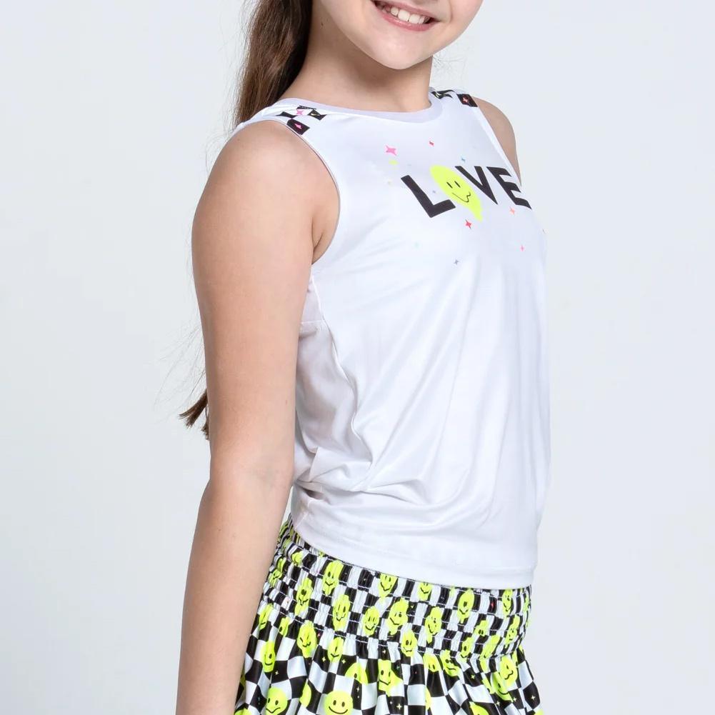 Girls' Highly Smiley Tie Back Tennis Tank White Apparel Lucky In Love