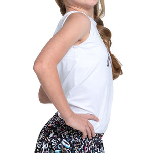 Girls` Love Letter Tie Back Tennis Tank White Apparel Lucky In Love