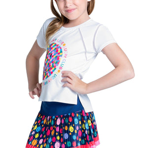 Girls` Lucky Me Short Sleeve Tennis Top Multicolor Apparel Lucky In Love