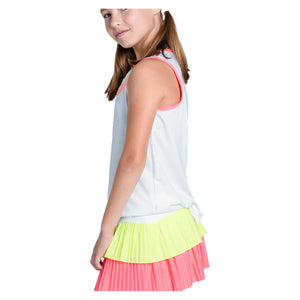 Girls` Sunset Spin Tie Back Tennis Tank Flamingo Apparel Lucky In Love
