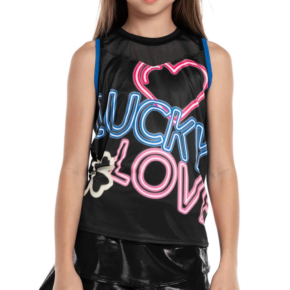 Girls' Glow with Love Tennis Tank Electric Blue Apparel Lucky In Love