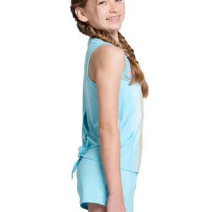 Girls` Lucky Club Tie Back Tennis Tank Cool Blue Apparel Lucky In Love