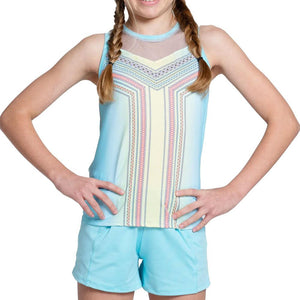 Girls` Lucky Club Tie Back Tennis Tank Cool Blue Apparel Lucky In Love