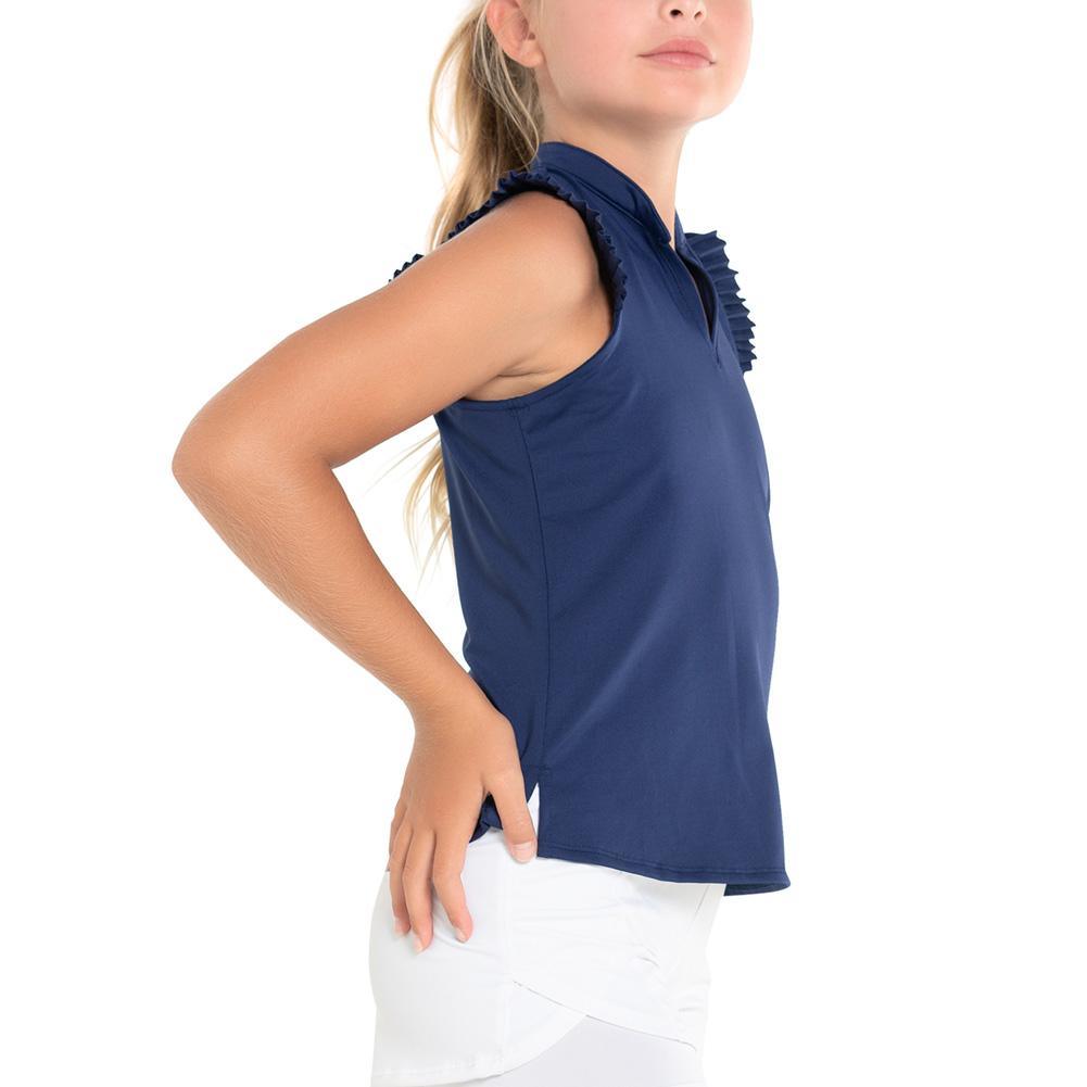 Girl's Pleat Me Up Tennis Tank Navy Apparel Lucky In Love