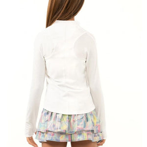 Girls' Mandarin Collar Long Sleeve Tennis Top White Apparel Lucky In Love