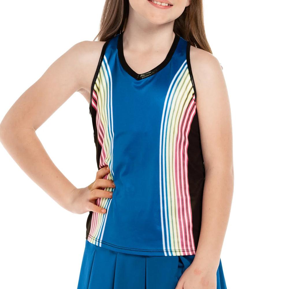 Girls' Neon Lights Tennis Tank Electric Blue Apparel Lucky In Love