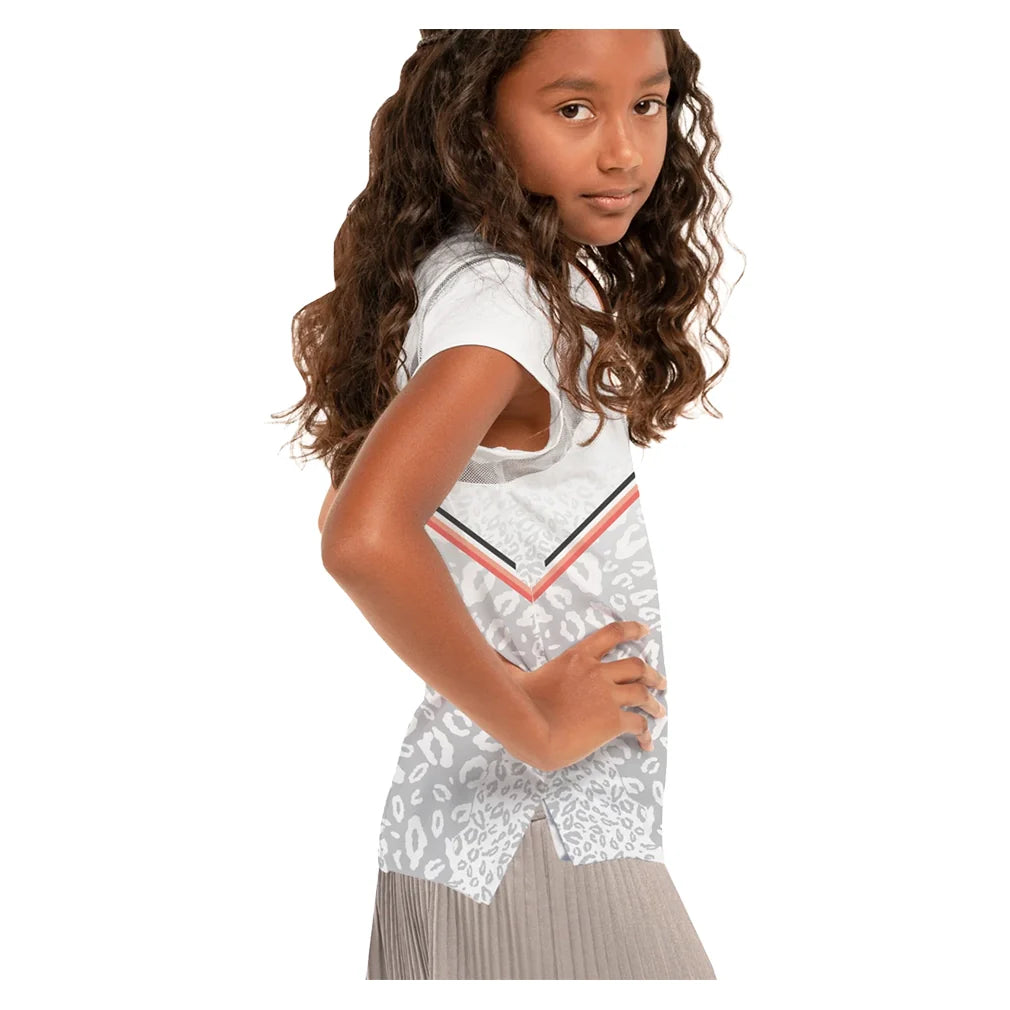 Girls` Wild Cat Short Sleeve Tennis Top White Apparel Lucky In Love