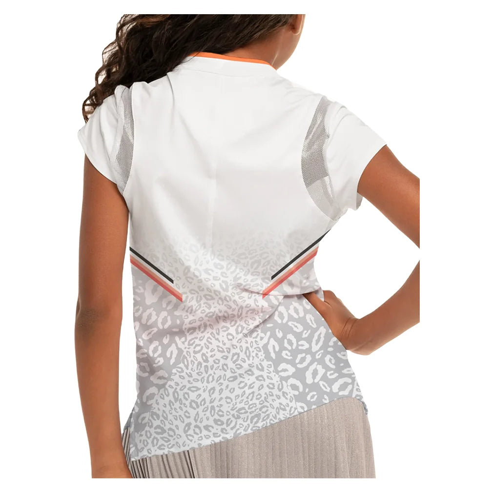 Girls` Wild Cat Short Sleeve Tennis Top White Apparel Lucky In Love