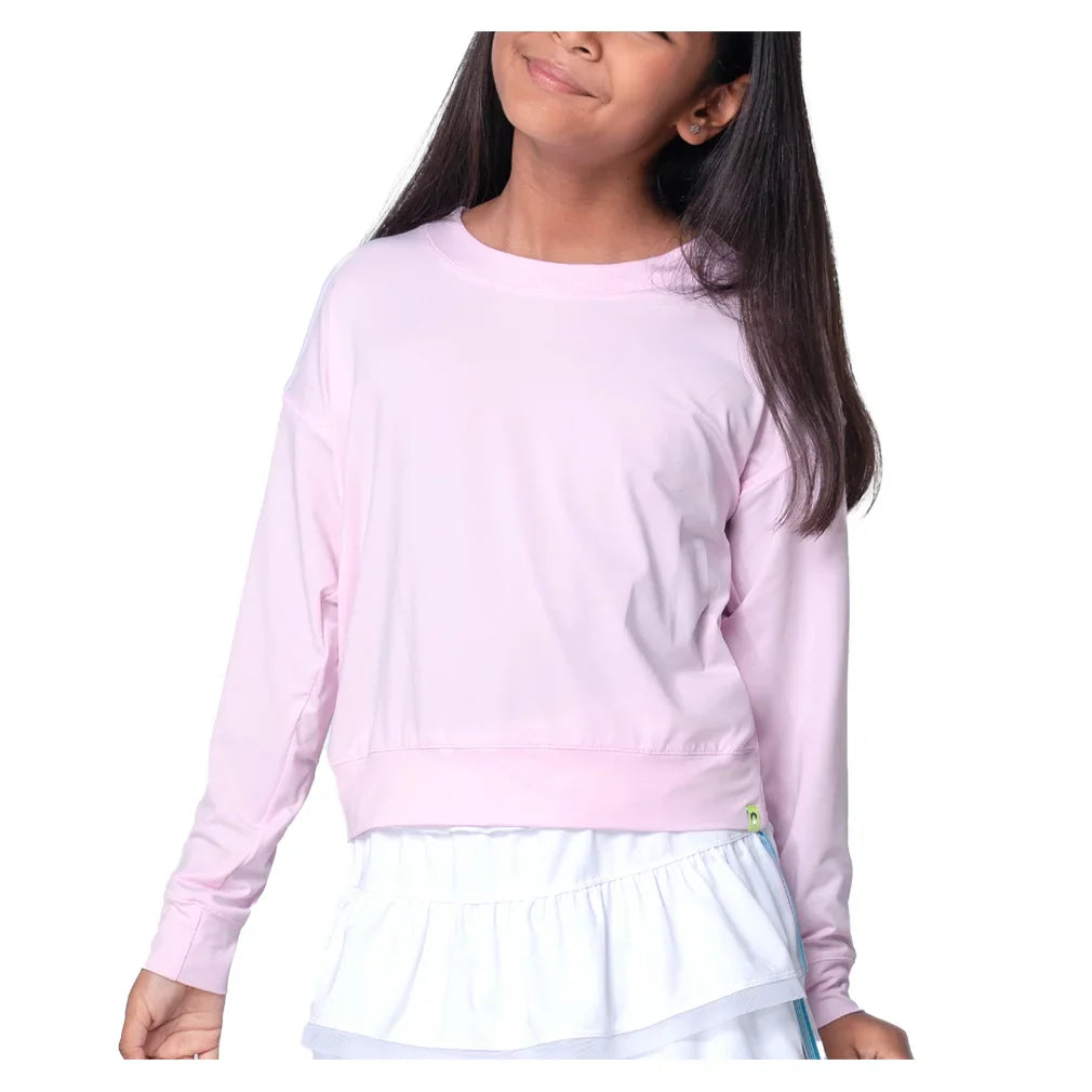 Girls` Hype Long Sleeve Tennis Top Pink Sand Apparel Lucky In Love