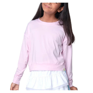 Girls` Hype Long Sleeve Tennis Top Pink Sand Apparel Lucky In Love