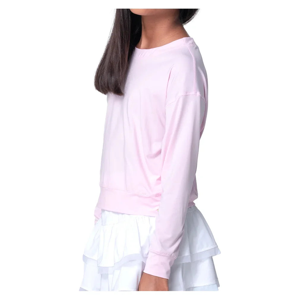 Girls` Hype Long Sleeve Tennis Top Pink Sand Apparel Lucky In Love