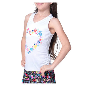 Girls` Thumbprint Hearts Tennis Tanks Mulberry Apparel Lucky In Love