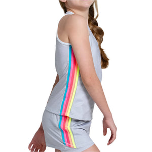 Girls'Heather Prisma Stripe Tank Gray Apparel Lucky In Love