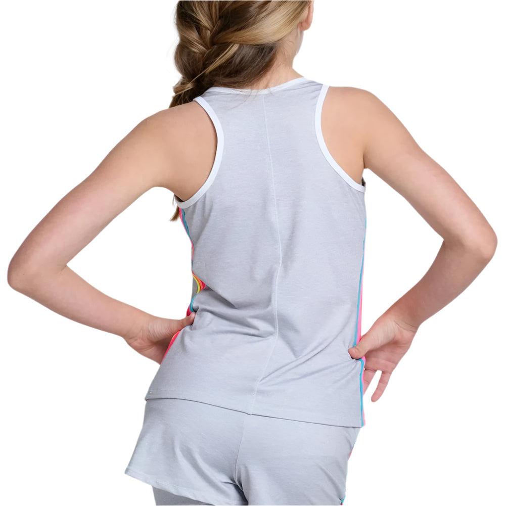 Girls'Heather Prisma Stripe Tank Gray Apparel Lucky In Love