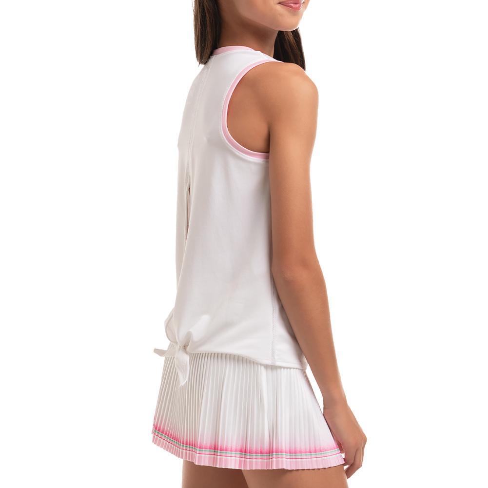 Girl's Retro Deco Tie Back Tennis Tank White Apparel Lucky In Love