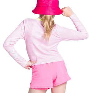 Girls` Victory Steak Long Sleeve Tennis Top Pink Apparel Lucky In Love