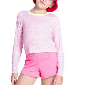 Girls` Victory Steak Long Sleeve Tennis Top Pink Apparel Lucky In Love