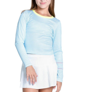Girls` Victory Steak Long Sleeve Tennis Top Ocean Apparel Lucky In Love