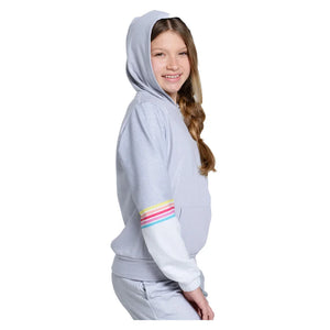 Girls` Over The Rainbow Tennis Hoodie Heather Grey Apparel Lucky In Love
