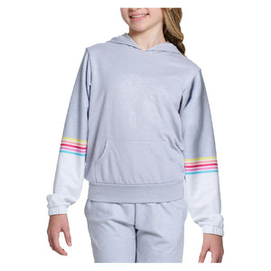 Girls` Over The Rainbow Tennis Hoodie Heather Grey Apparel Lucky In Love