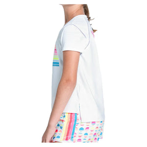 Girls` Retro Sunset Short Sleeve Tennis Top White Apparel Lucky In Love