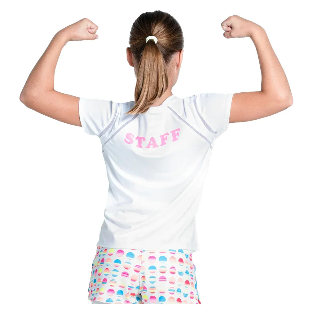Girls` Retro Sunset Short Sleeve Tennis Top White Apparel Lucky In Love
